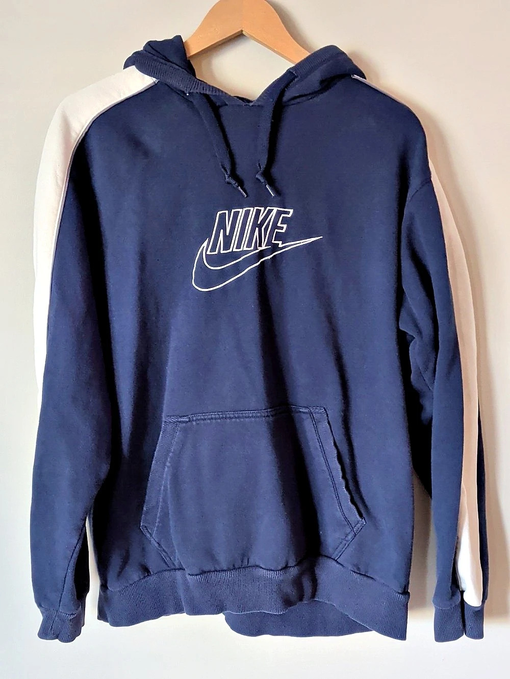 Nike Color Block Pullover Hoodie in Blue & White